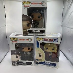 Set Of 3 Funko Pops Evolve Val , Maggie, Civil War Agent 13 NEW